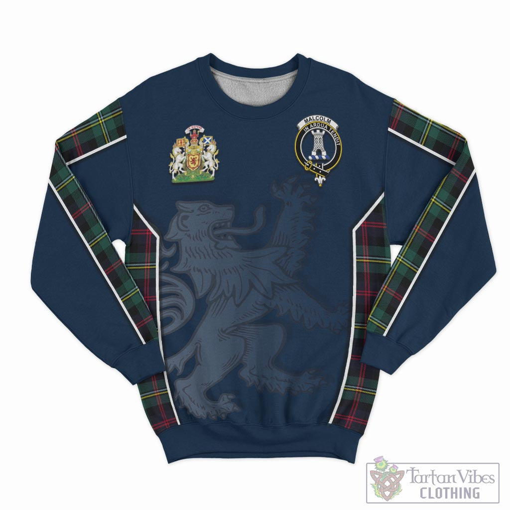 Tartan Vibes Clothing Malcolm Modern Tartan Sweater with Family Crest and Lion Rampant Vibes Sport Style