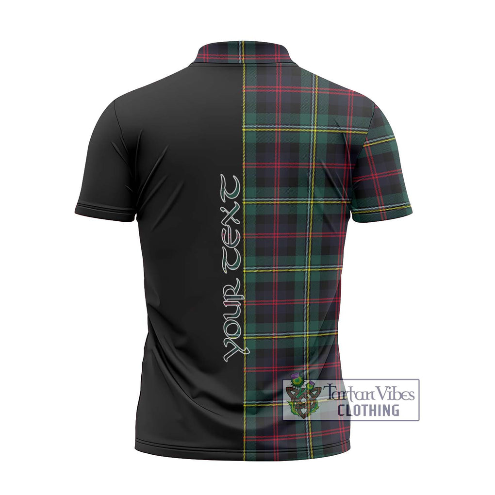 Malcolm Modern Tartan Zipper Polo Shirt with Family Crest and Half Of Me Style - Tartanvibesclothing Shop