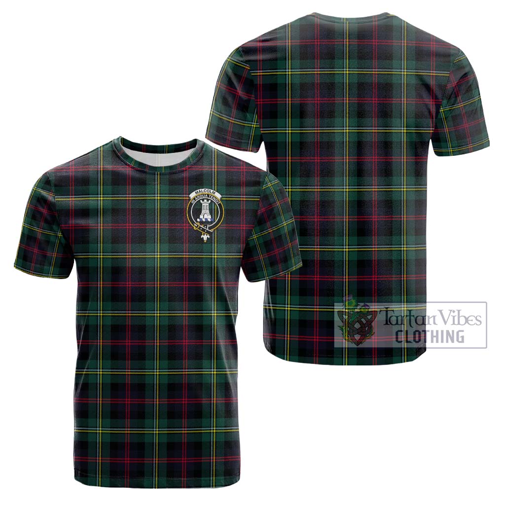 Tartan Vibes Clothing Malcolm Modern Tartan Cotton T-Shirt with Family Crest