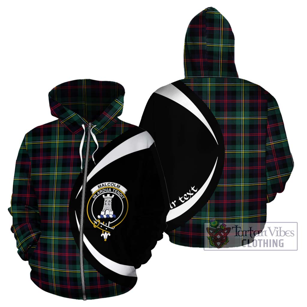 Tartan Vibes Clothing Malcolm Modern Tartan Hoodie with Family Crest Circle Style