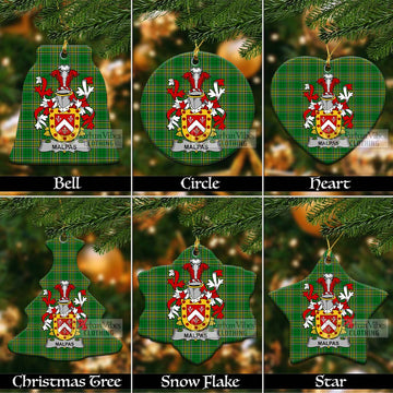 Malpas Irish Clan Tartan Christmas Ceramic Ornament with Coat of Arms