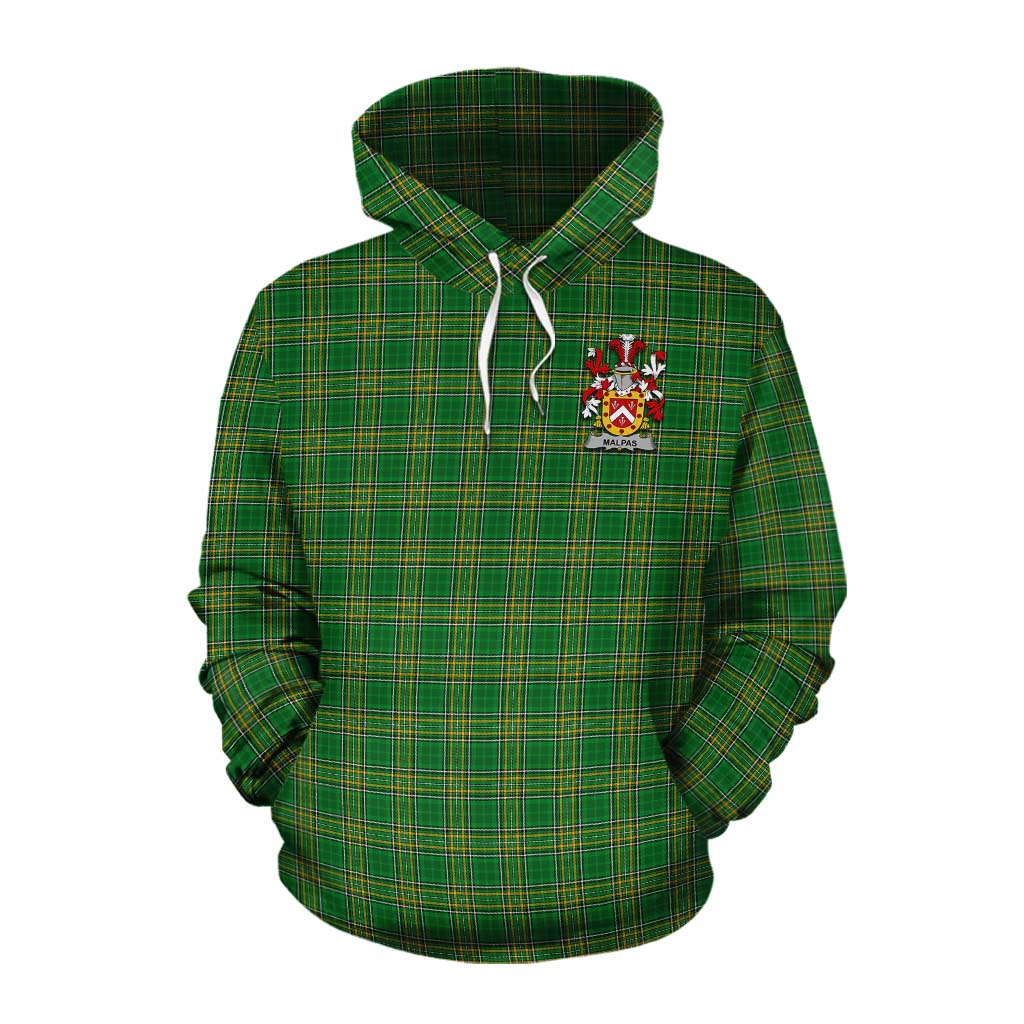 Tartan Vibes Clothing Malpas Irish Clan Tartan Cotton Hoodie with Coat of Arms