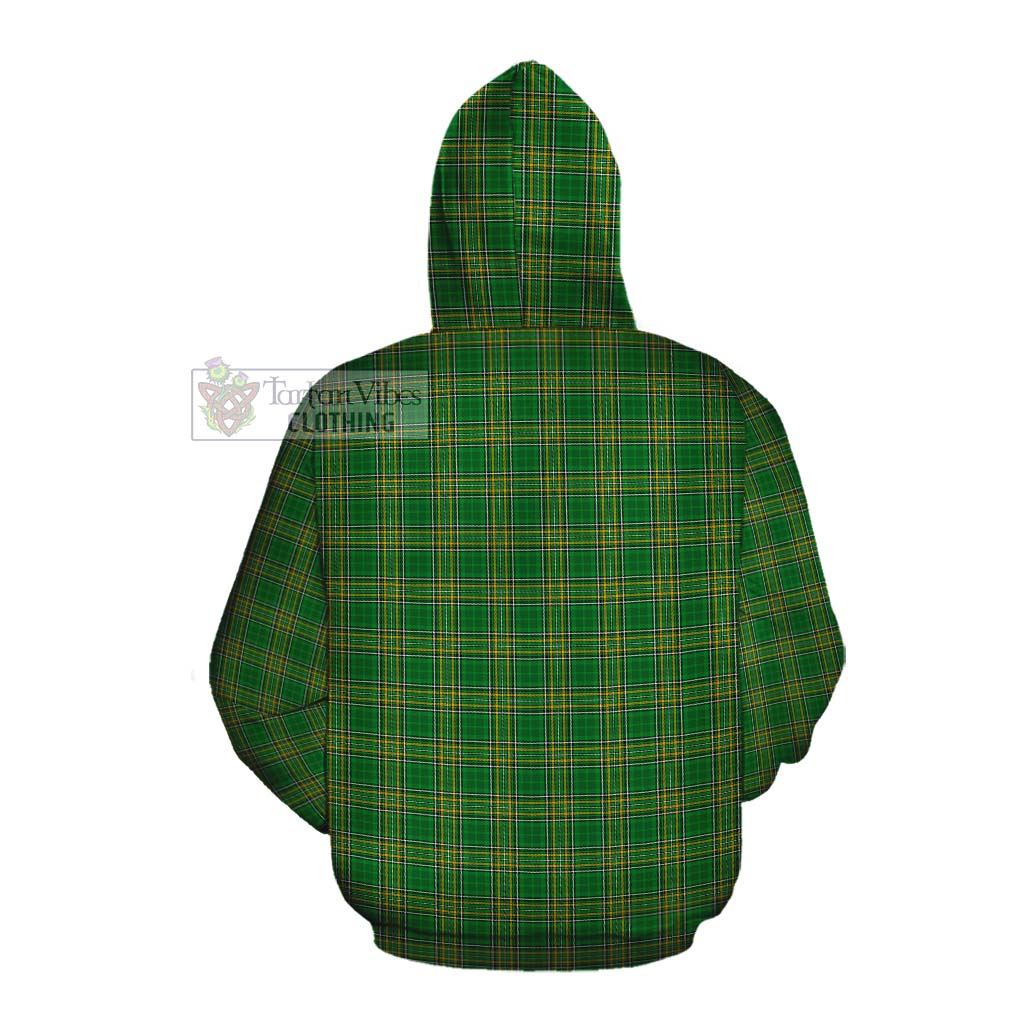 Tartan Vibes Clothing Malpas Irish Clan Tartan Cotton Hoodie with Coat of Arms