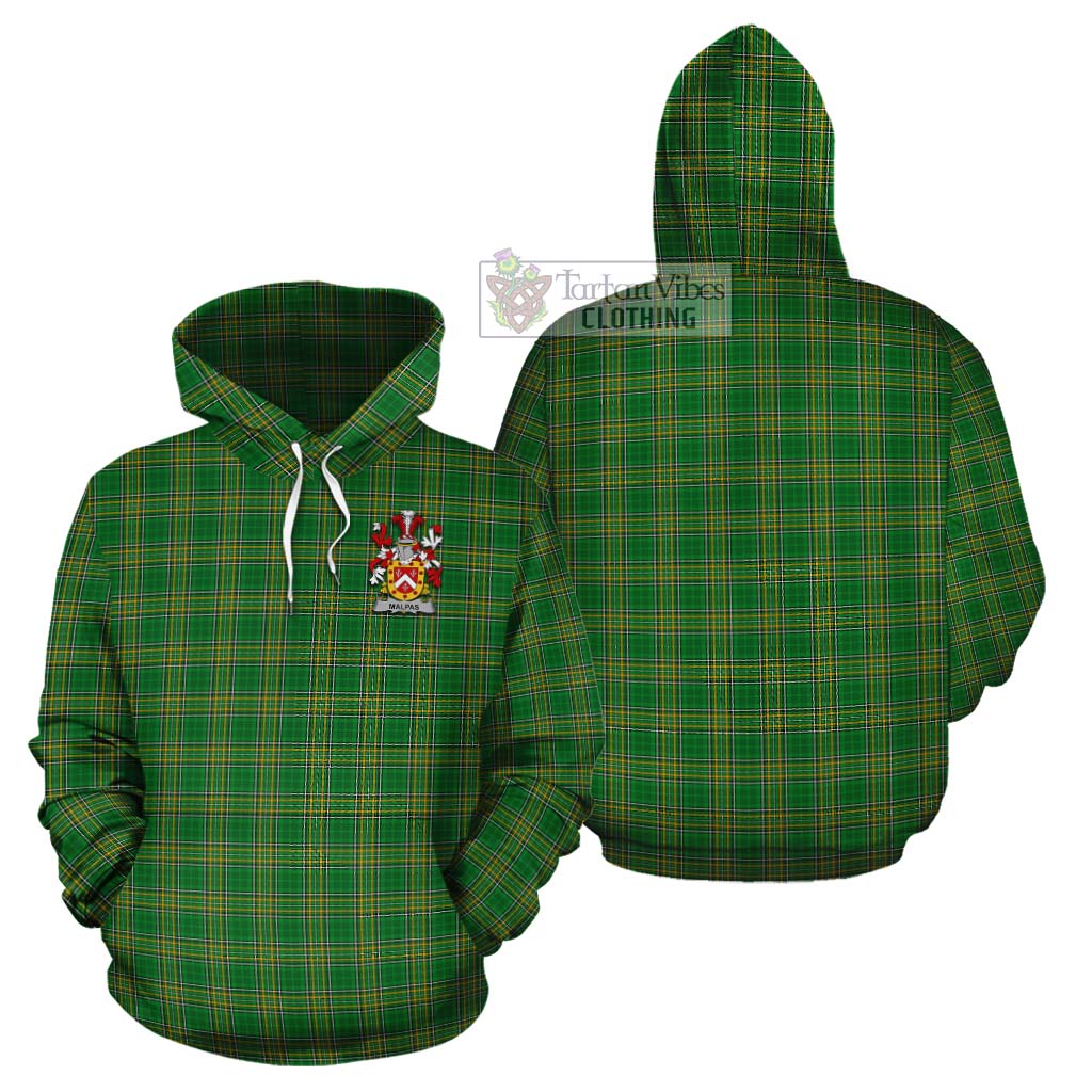 Tartan Vibes Clothing Malpas Irish Clan Tartan Cotton Hoodie with Coat of Arms