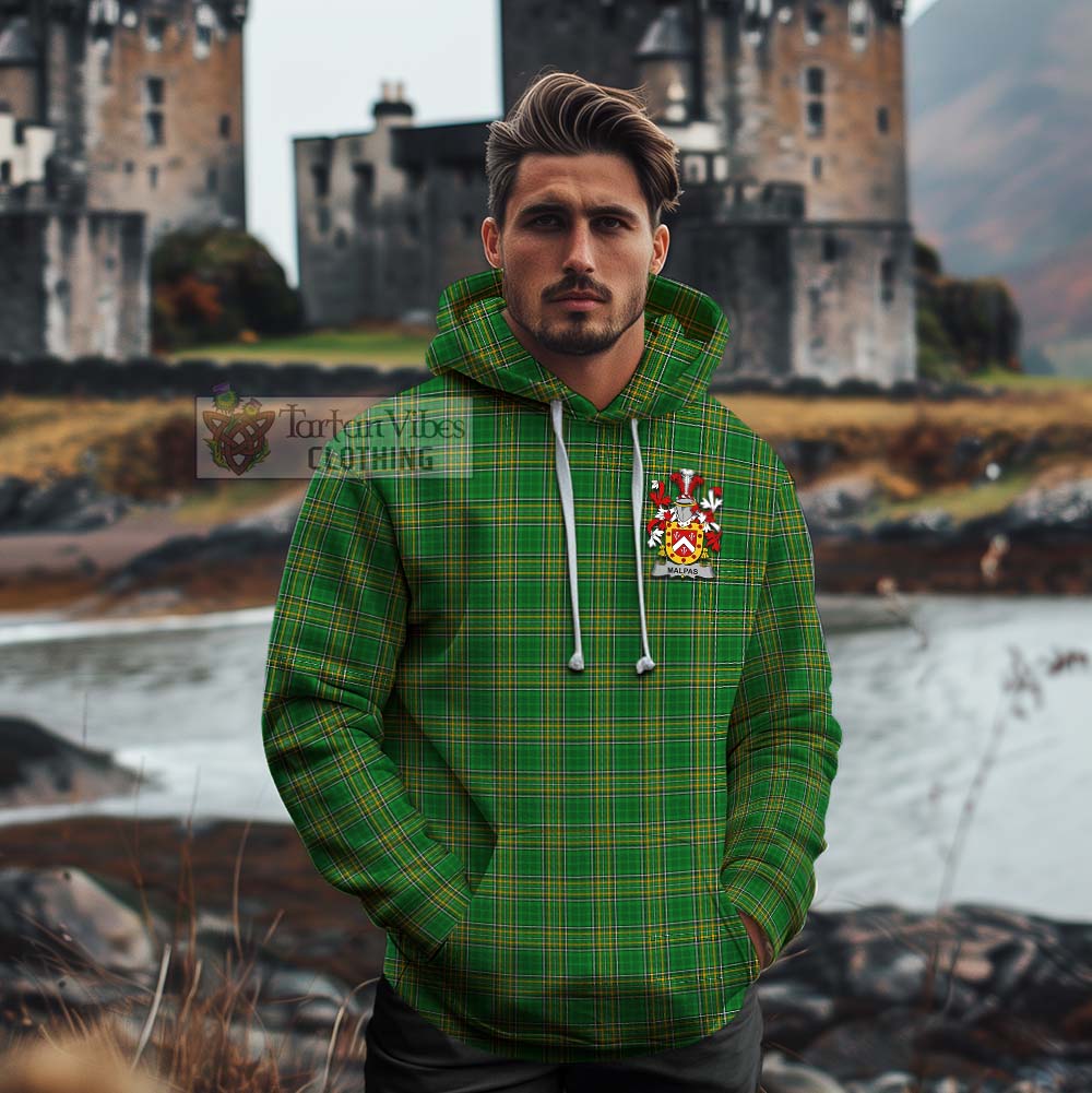 Tartan Vibes Clothing Malpas Irish Clan Tartan Cotton Hoodie with Coat of Arms