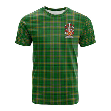 Manders Irish Clan Tartan Cotton T-shirt with Coat of Arms