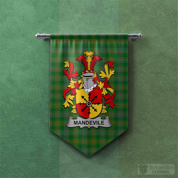 Mandevile Irish Clan Tartan Gonfalon, Tartan Banner with Coat of Arms Chevron - Tartan Vibes Clothing