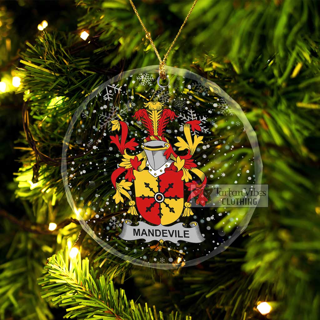 Tartan Vibes Clothing Mandevile Irish Clan Christmas Glass Ornament with Coat of Arms