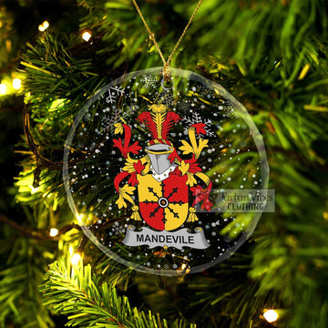 Mandevile Irish Clan Christmas Glass Ornament with Coat of Arms