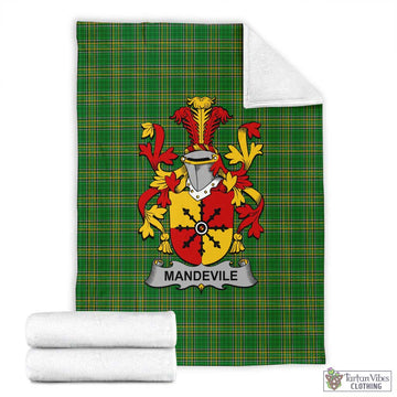 Mandevile Irish Clan Tartan Blanket with Coat of Arms X-Large 59 x 79 inches 150 x 200 cm - Tartan Vibes Clothing