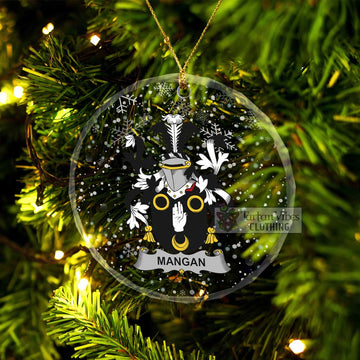 Mangan Irish Clan Christmas Glass Ornament with Coat of Arms