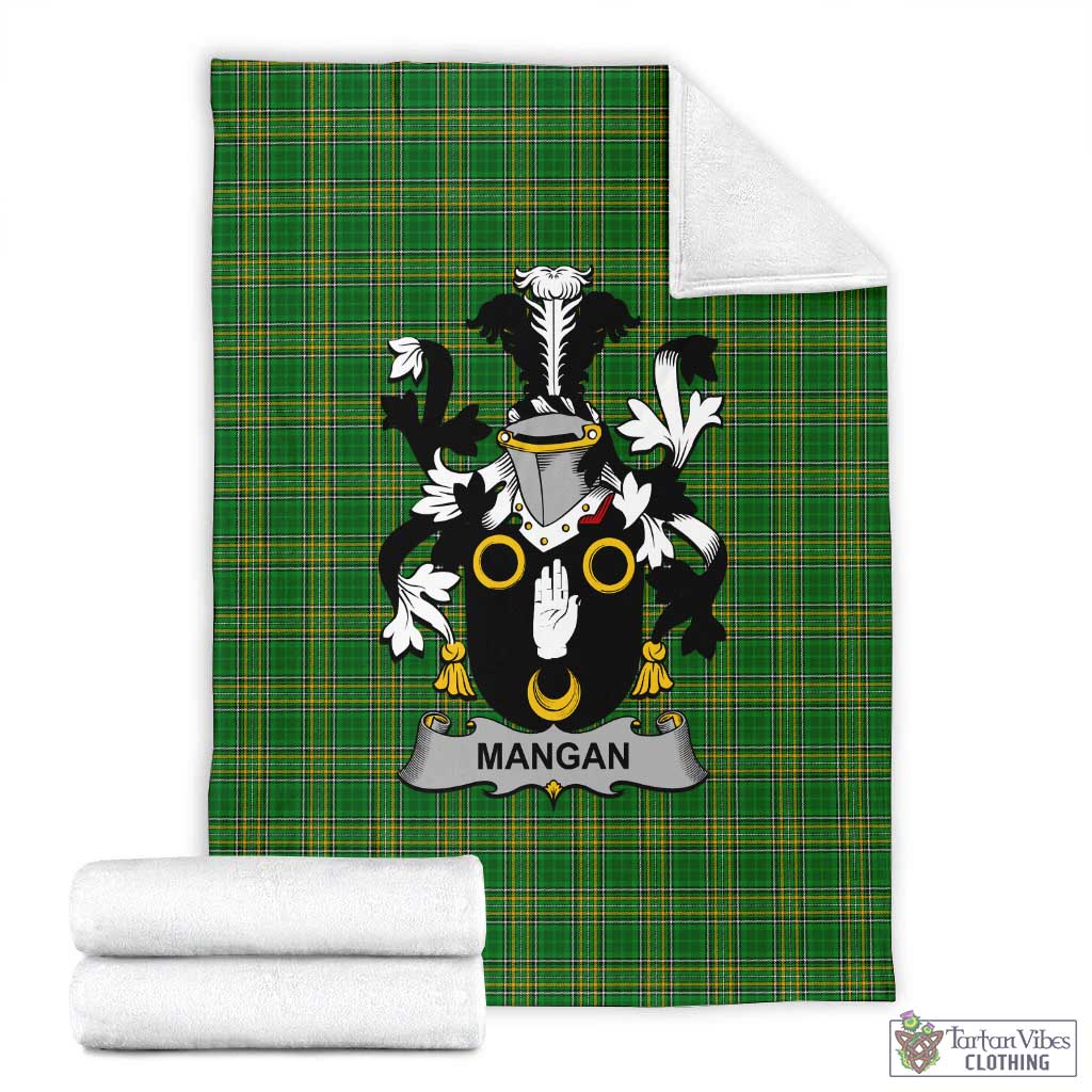 Mangan Irish Clan Tartan Blanket with Coat of Arms X-Large 59 x 79 inches 150 x 200 cm - Tartan Vibes Clothing