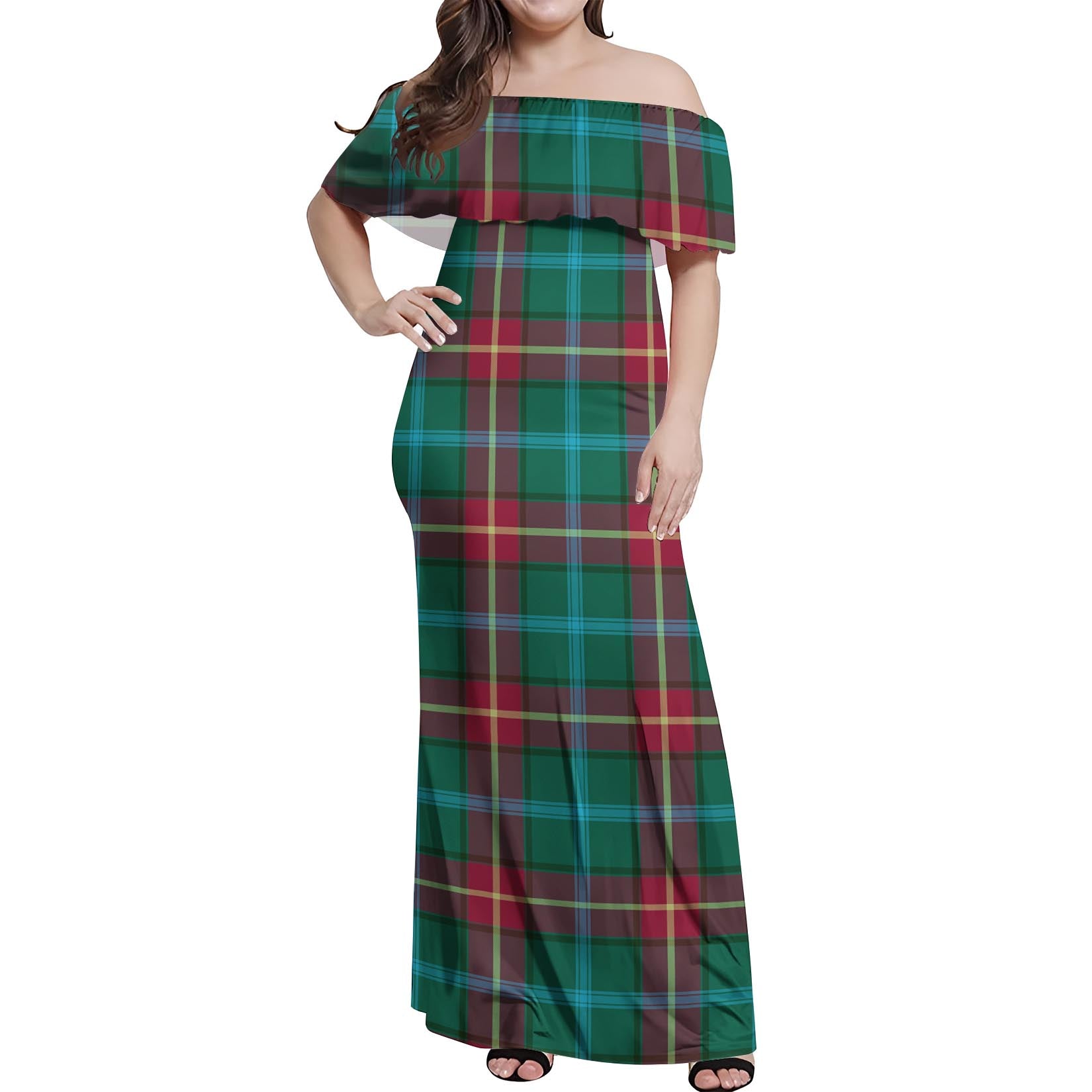 Manitoba Province Canada Tartan Off Shoulder Long Dress Women's Dress - Tartanvibesclothing