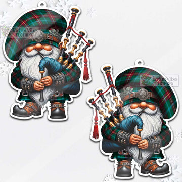 Manitoba Province Canada Tartan Bagpiper Gnome Christmas Ornament