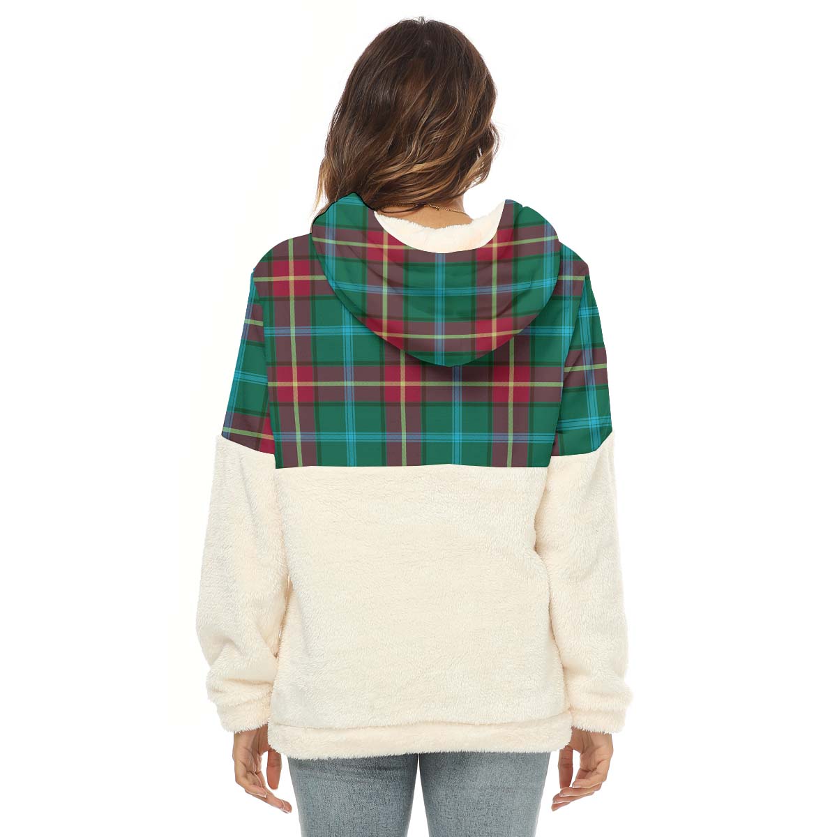 Manitoba Province Canada Tartan Women's Borg Fleece Hoodie With Half Zip - Tartan Vibes Clothing