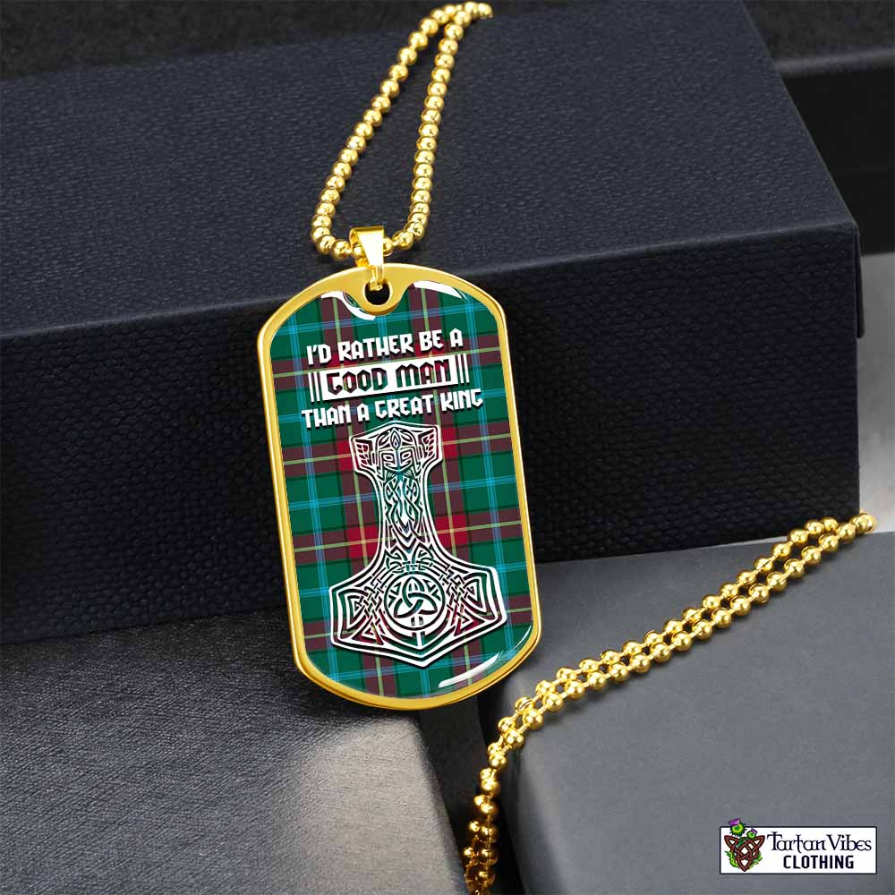 Tartan Vibes Clothing Manitoba Province Canada Tartan Dog Tag Necklace Viking Mjolnir Style