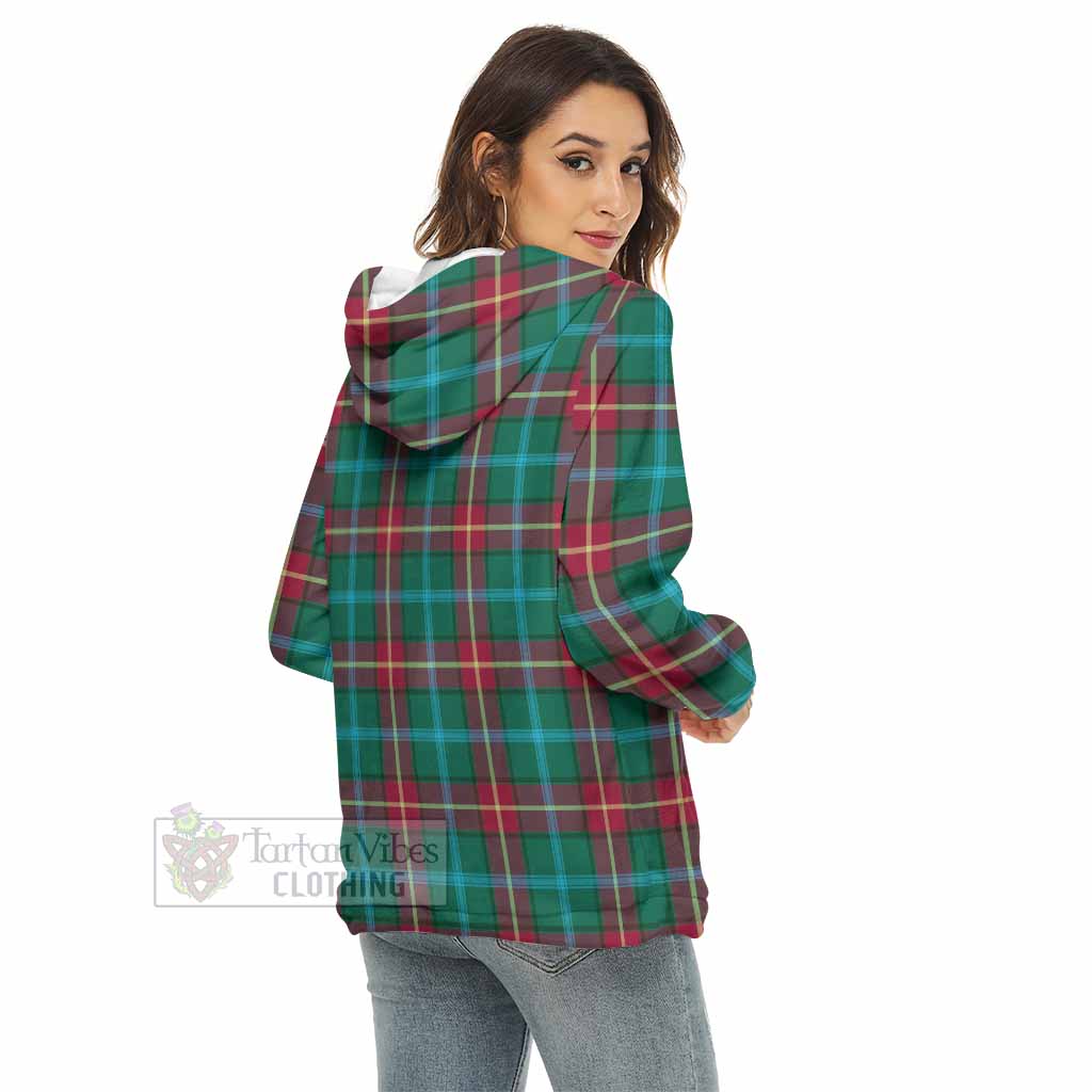 Tartan Vibes Clothing Manitoba Province Canada Tartan Women's Borg  Half Zip Fleece Hoodie