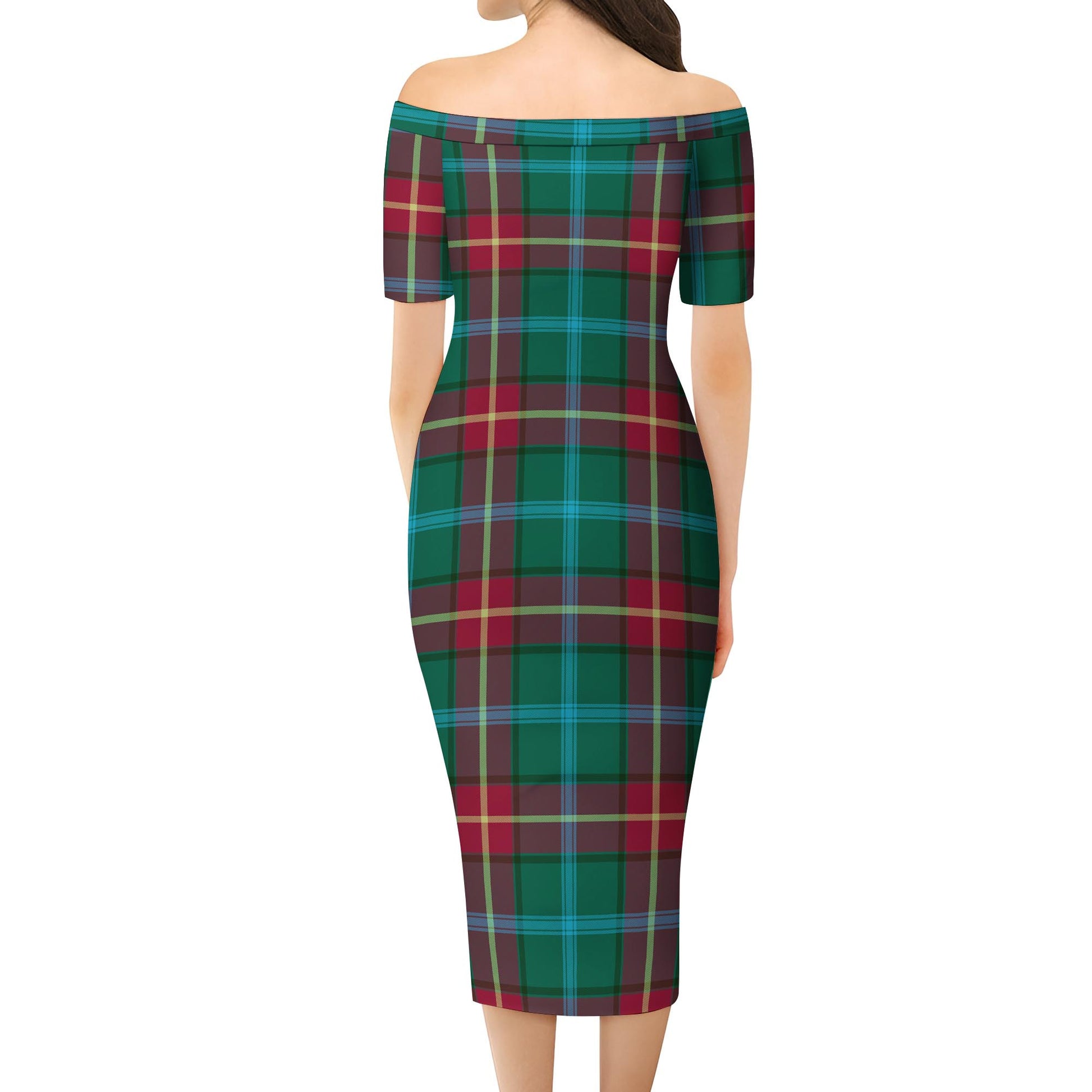 Manitoba Province Canada Tartan Off Shoulder Lady Dress - Tartanvibesclothing