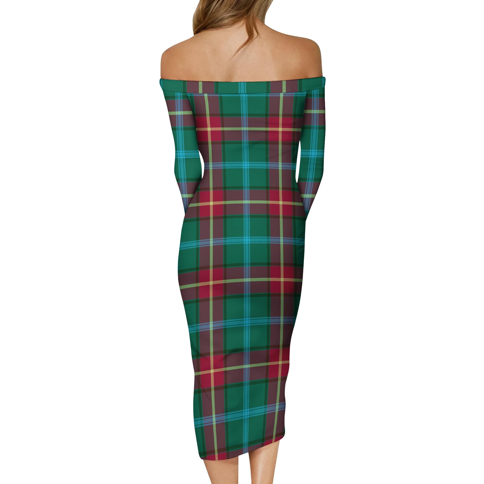 Manitoba Province Canada Tartan Off Shoulder Lady Dress - Tartanvibesclothing