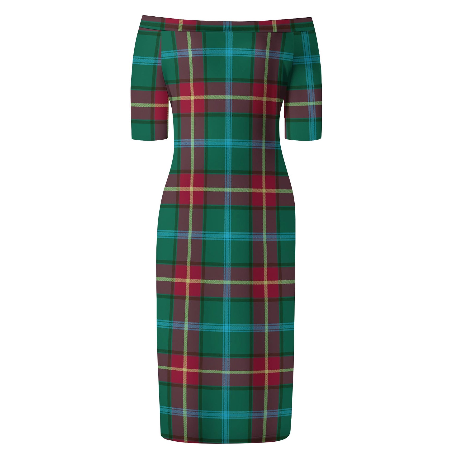 Manitoba Province Canada Tartan Off Shoulder Lady Dress - Tartanvibesclothing