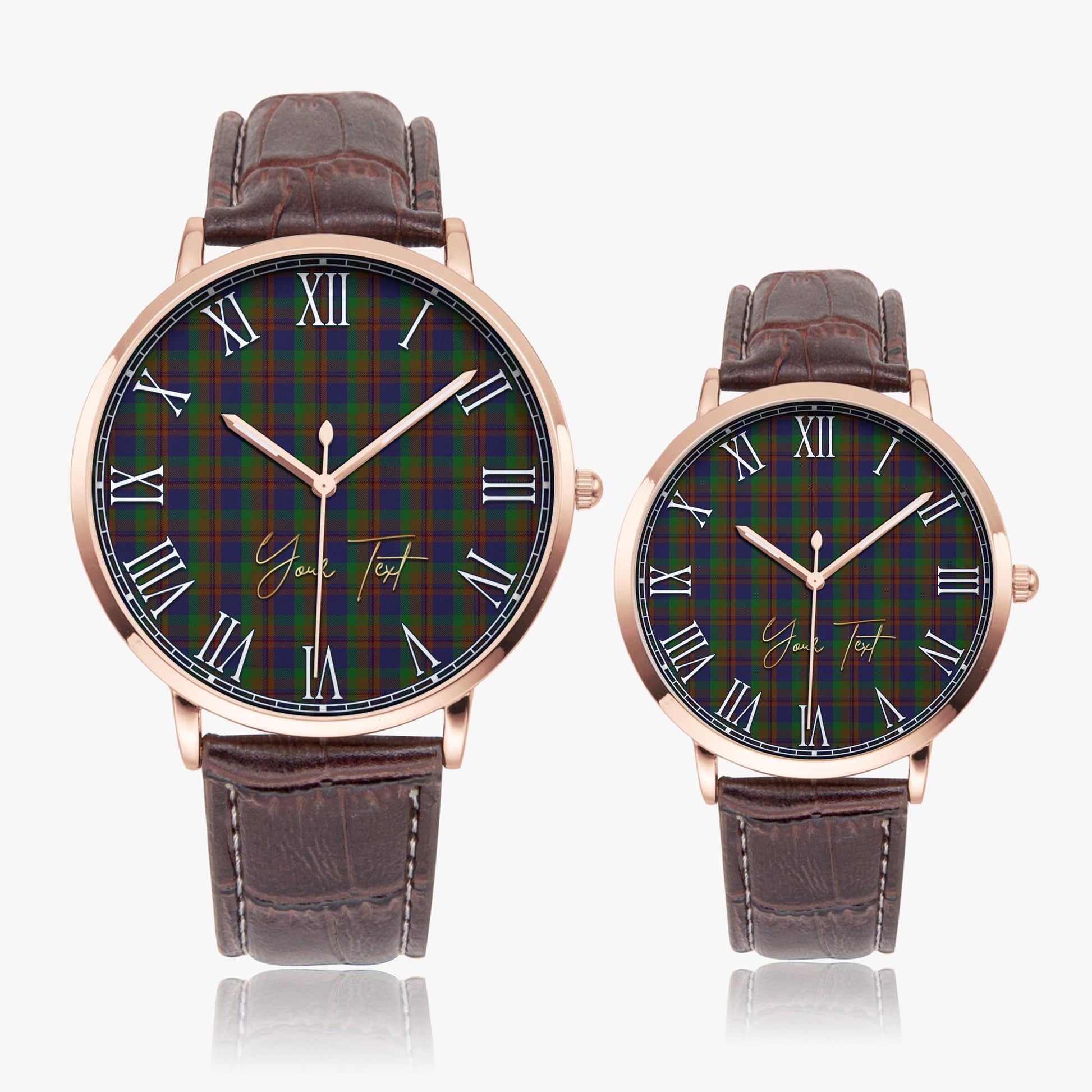 Mann Tartan Personalized Your Text Leather Trap Quartz Watch - Tartan Vibes Clothing