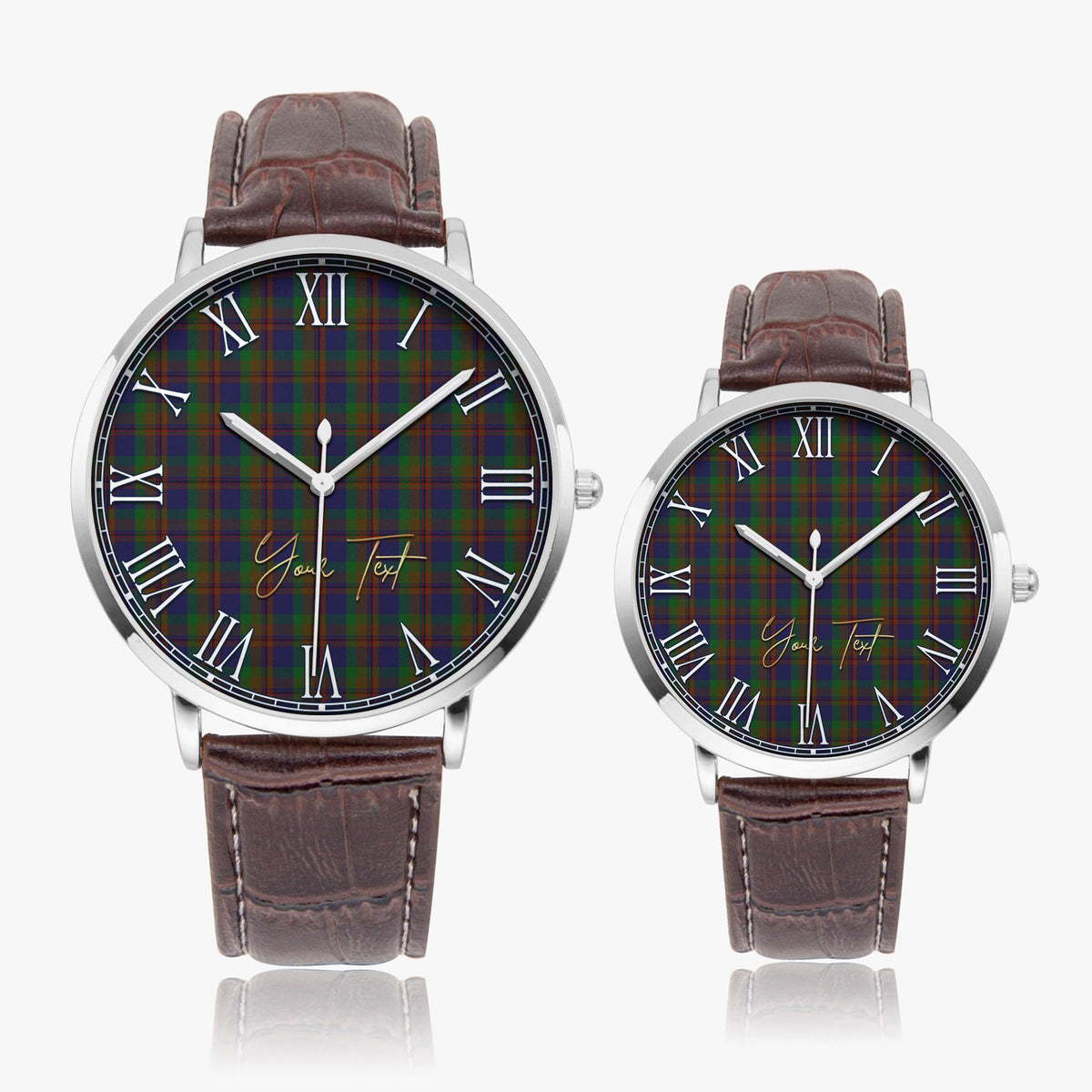 Mann Tartan Personalized Your Text Leather Trap Quartz Watch - Tartan Vibes Clothing