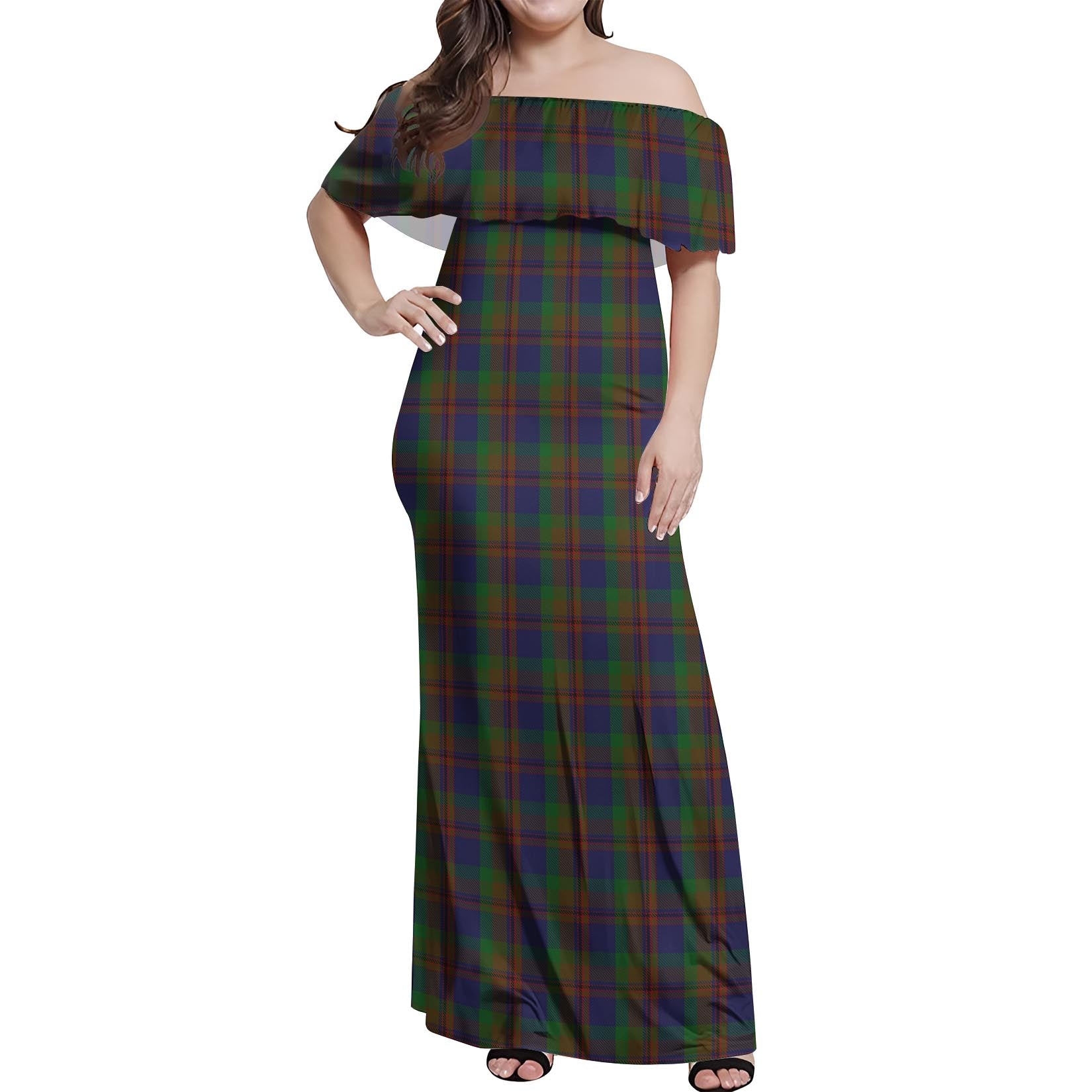 Mann Tartan Off Shoulder Long Dress Women's Dress - Tartanvibesclothing