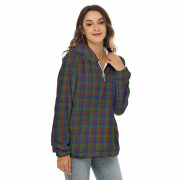 Mann Tartan Women's Borg Fleece Hoodie with Half Zip