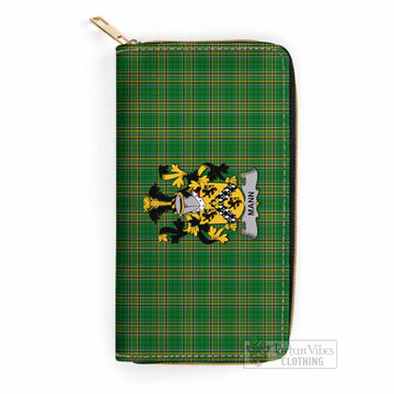 Mann Irish Clan Tartan Women's Leather Wallet with Coat of Arms One Size 19.7*10.5*3.5 cm - Tartan Vibes Clothing