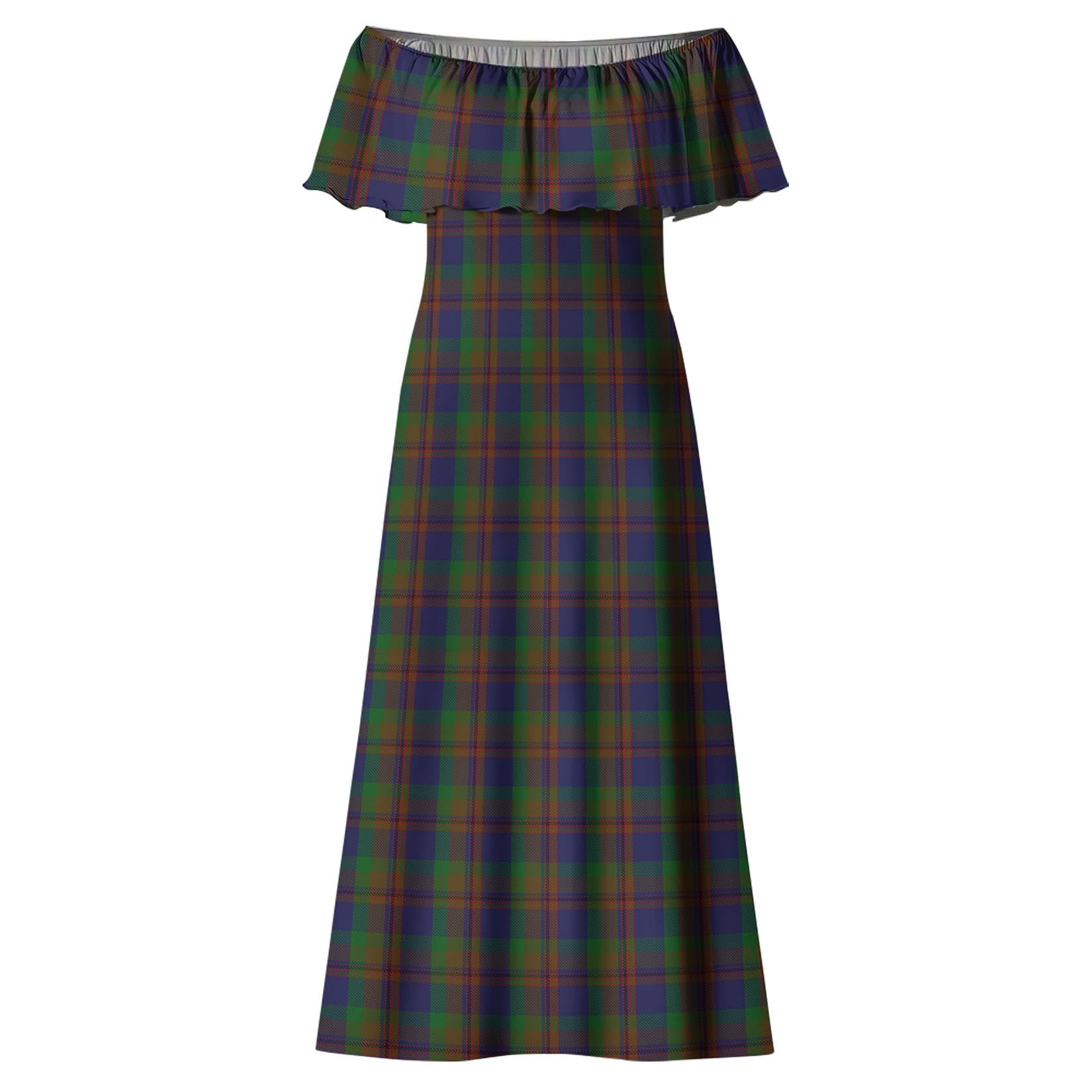 Mann Tartan Off Shoulder Long Dress - Tartanvibesclothing