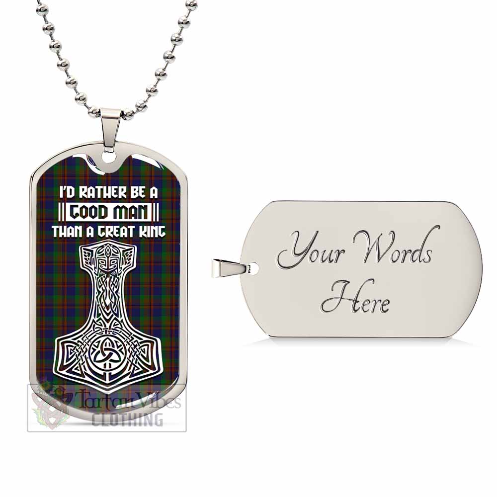 Mann Tartan Dog Tag Necklace Viking Mjolnir Style Silver Yes - Tartan Vibes Clothing
