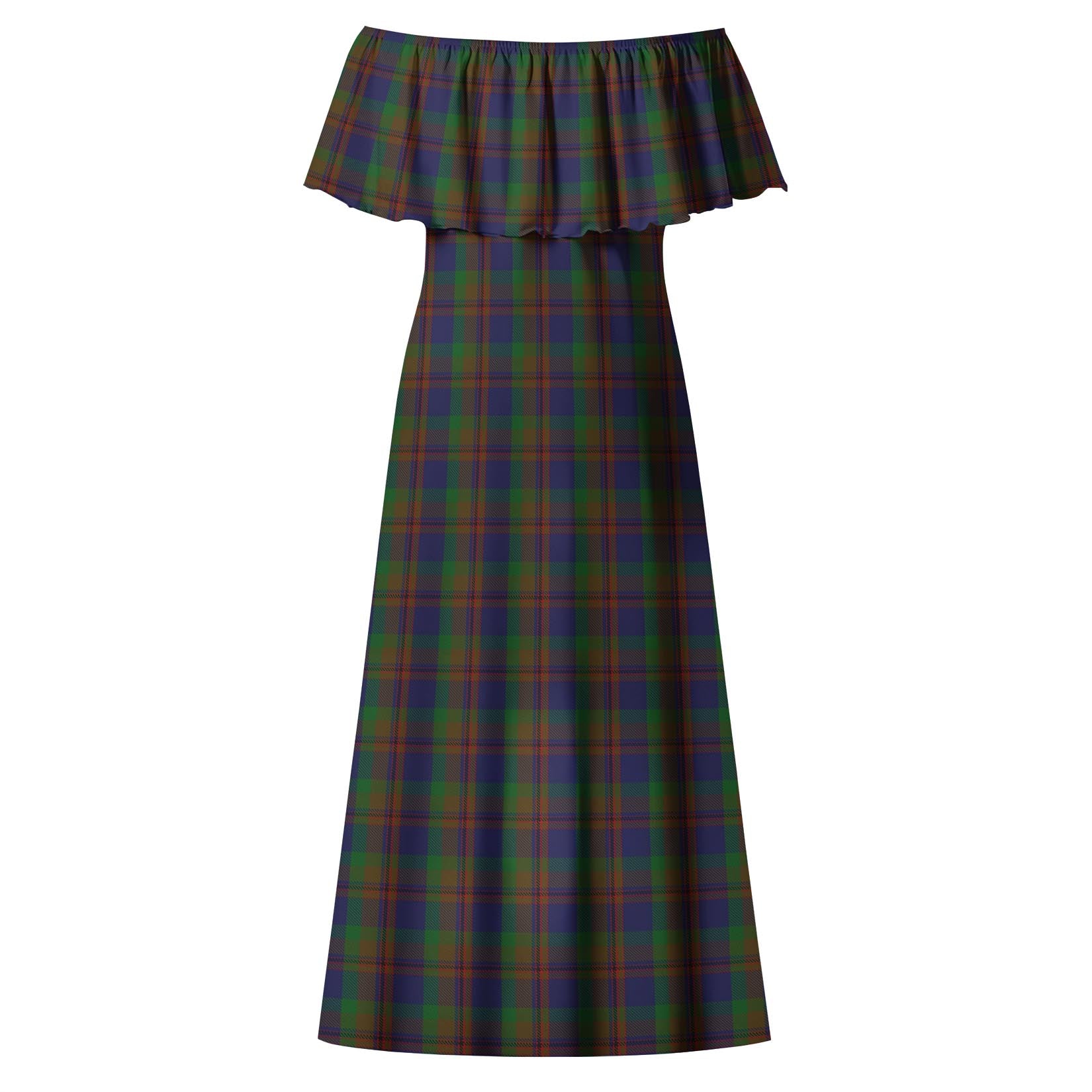 Mann Tartan Off Shoulder Long Dress - Tartanvibesclothing