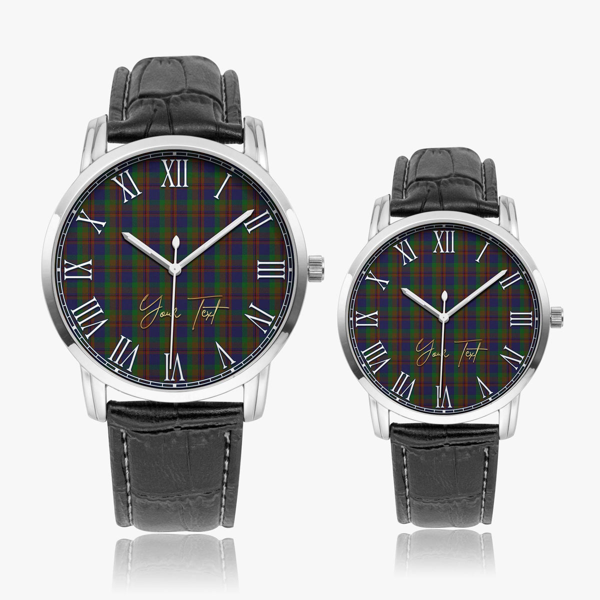 Mann Tartan Personalized Your Text Leather Trap Quartz Watch - Tartan Vibes Clothing