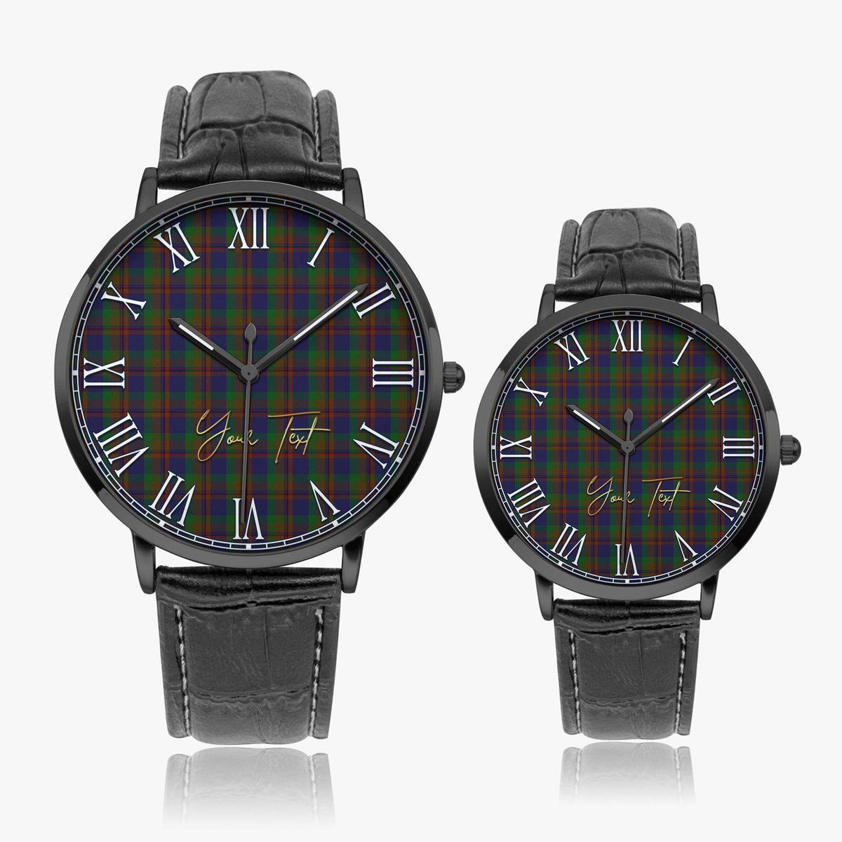 Mann Tartan Personalized Your Text Leather Trap Quartz Watch - Tartan Vibes Clothing