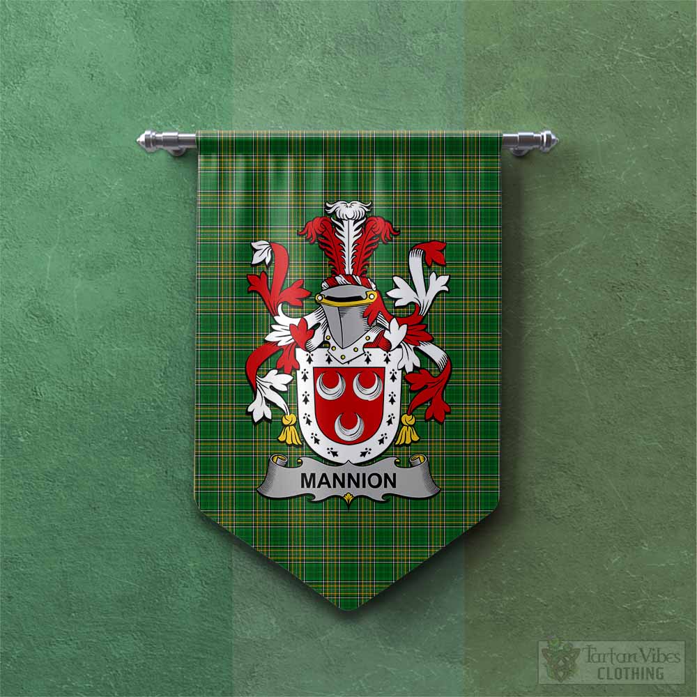 Mannion Irish Clan Tartan Gonfalon, Tartan Banner with Coat of Arms Chevron - Tartan Vibes Clothing