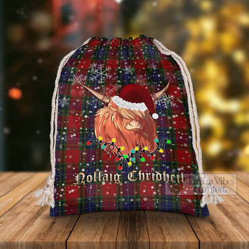 Manson Tartan Christmas Santa's Bag with Twinkle Highland Cattle