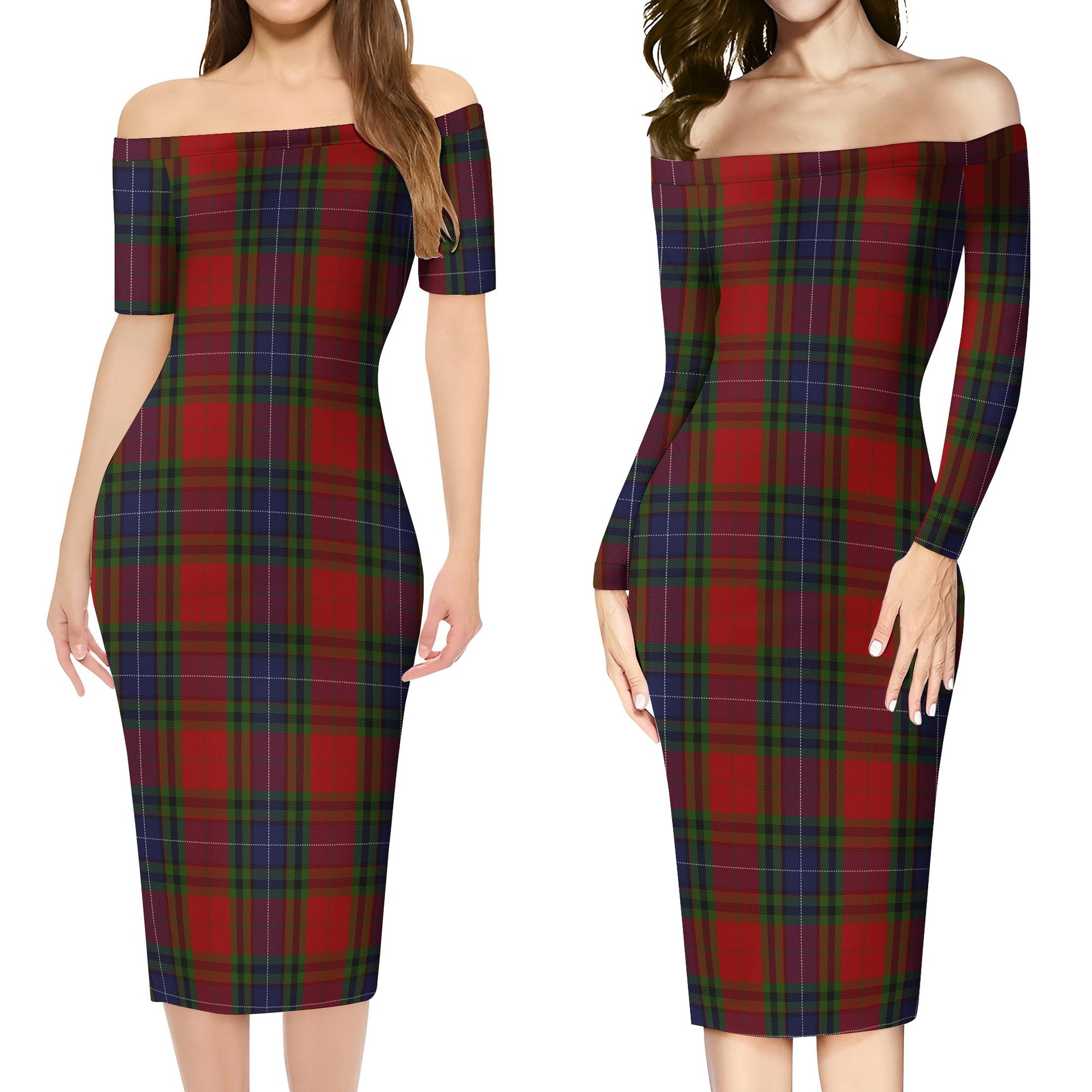 Manson Tartan Off Shoulder Lady Dress Women's Dress - Tartanvibesclothing