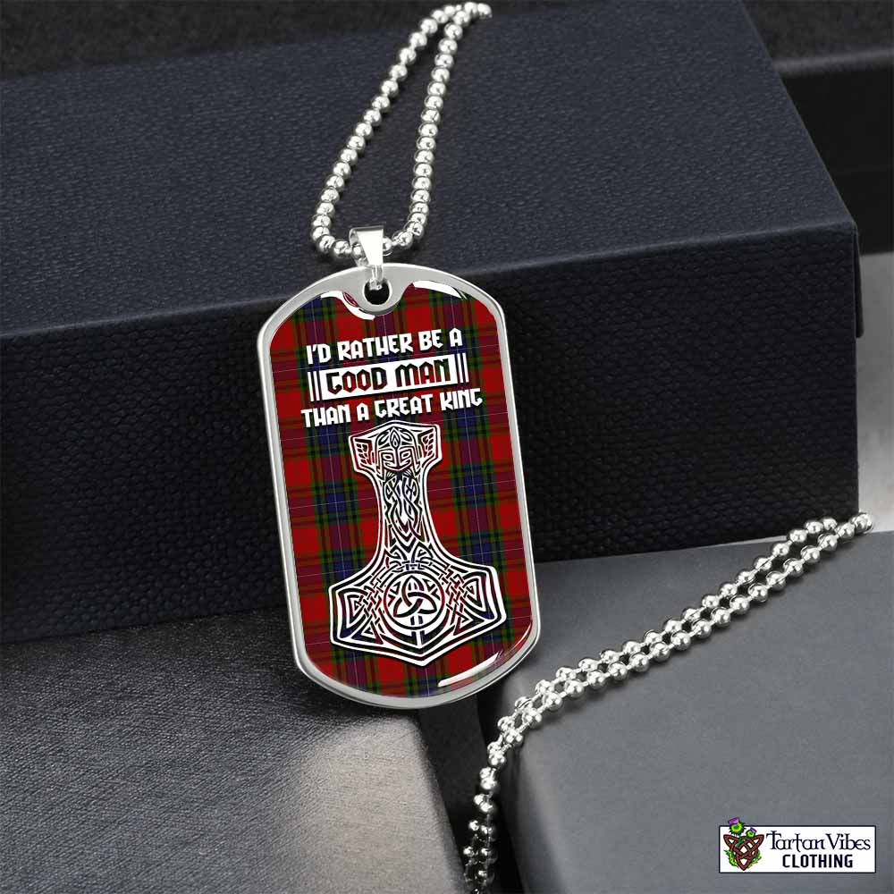 Manson Tartan Dog Tag Necklace Viking Mjolnir Style Silver No - Tartan Vibes Clothing