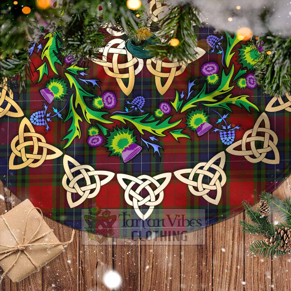 Tartan Vibes Clothing Manson Tartan Christmas Tree Skirt with Thistle Celtic Knot Style