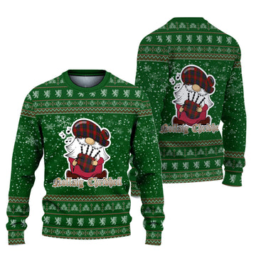 Manson Clan Christmas Family Ugly Sweater with Funny Gnome Playing Bagpipes