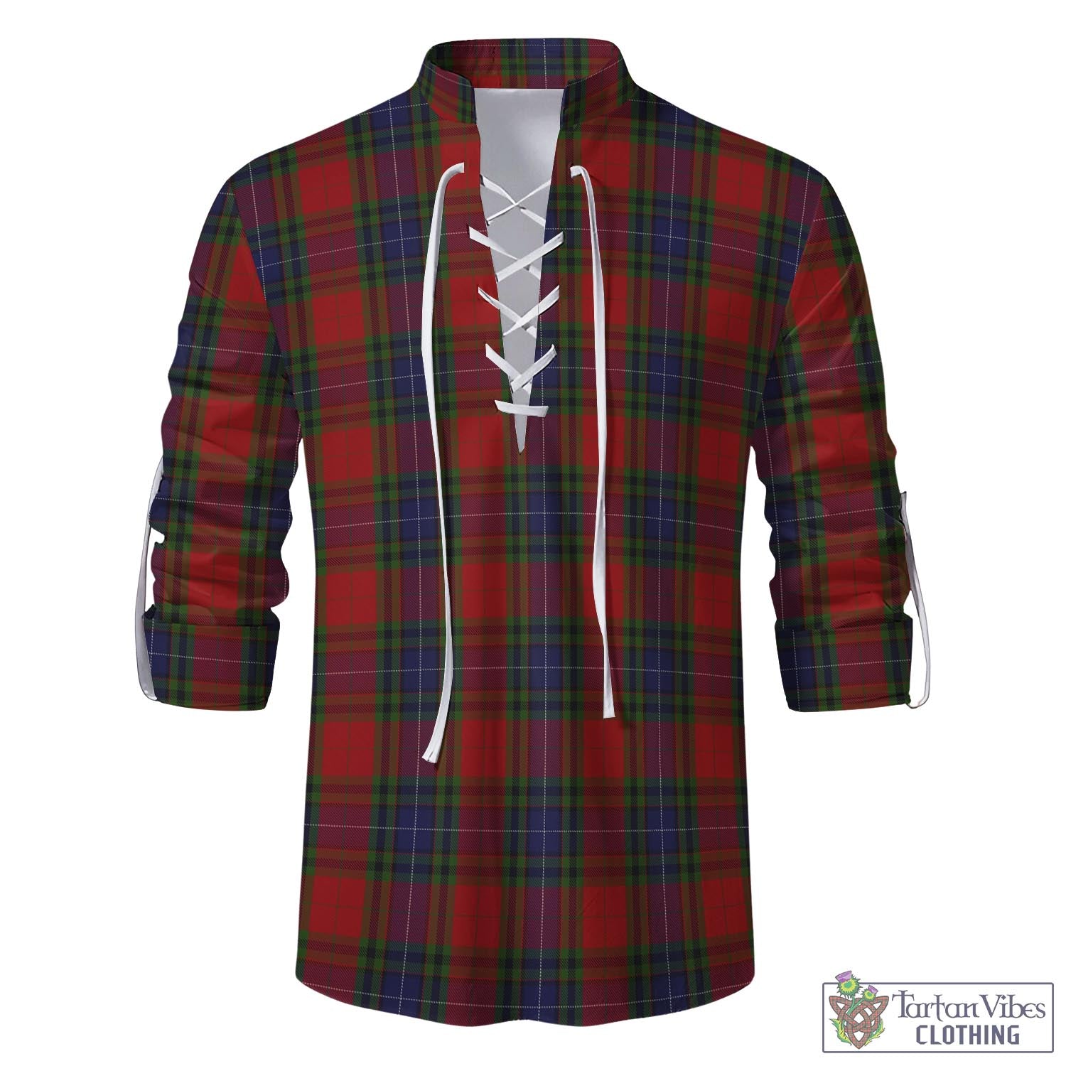 Tartan Vibes Clothing Manson Tartan Men's Scottish Traditional Jacobite Ghillie Kilt Shirt