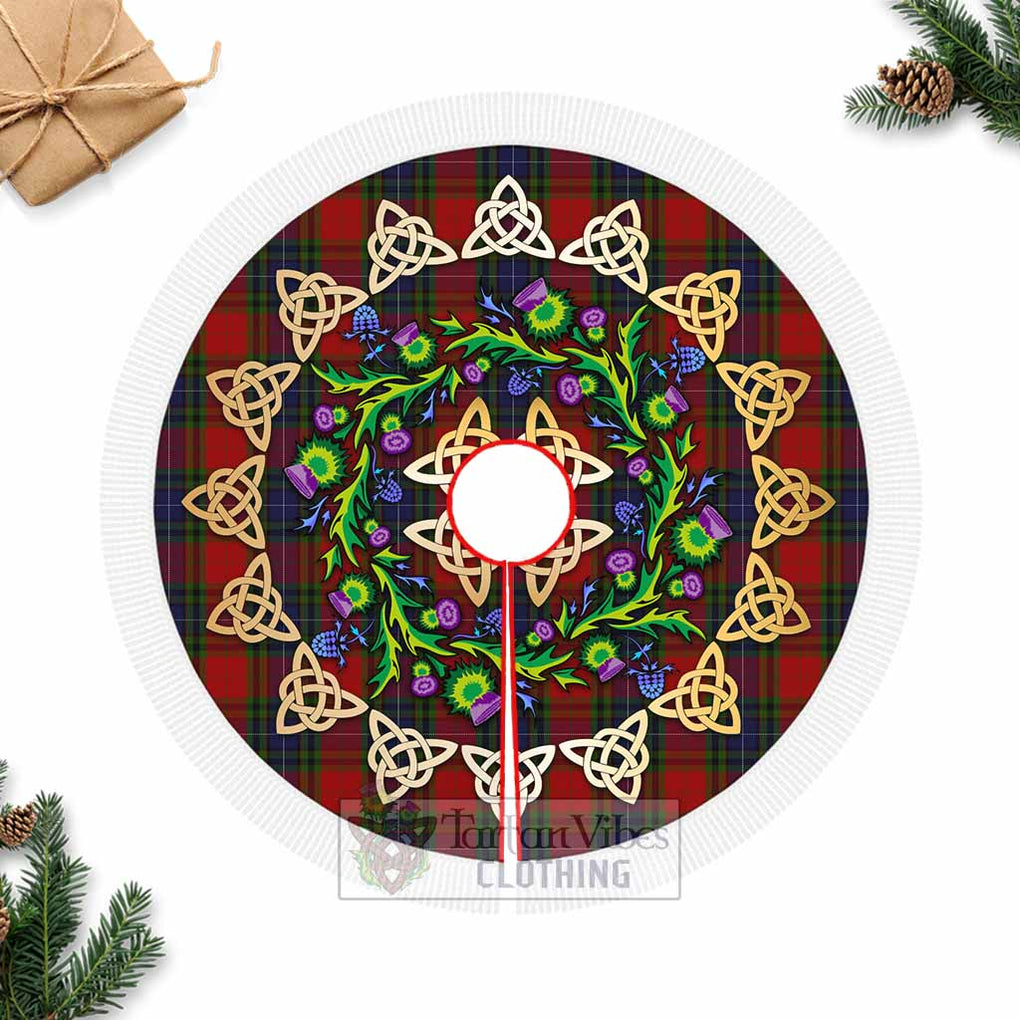 Tartan Vibes Clothing Manson Tartan Christmas Tree Skirt with Thistle Celtic Knot Style