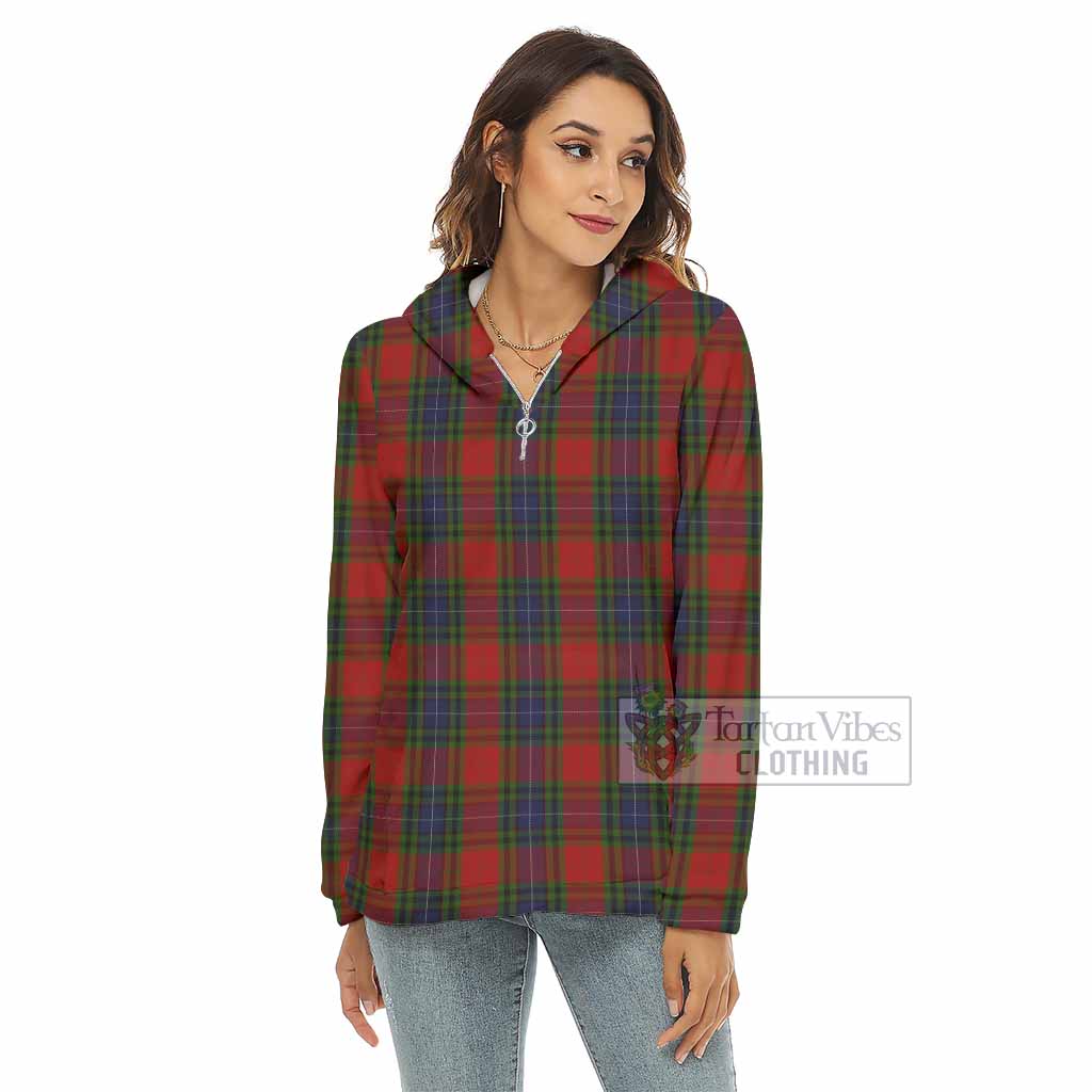 Tartan Vibes Clothing Manson Tartan Women's Borg  Half Zip Fleece Hoodie