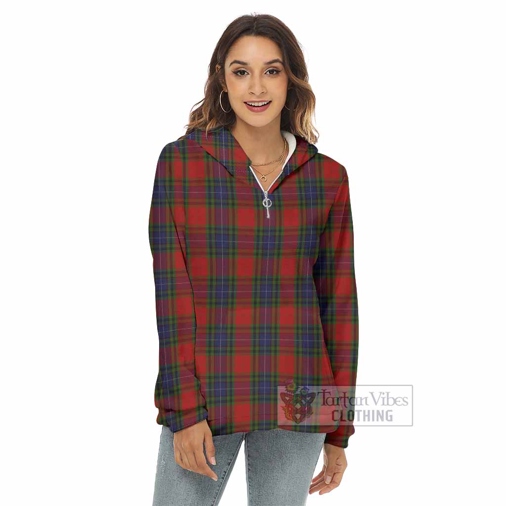 Tartan Vibes Clothing Manson Tartan Women's Borg  Half Zip Fleece Hoodie