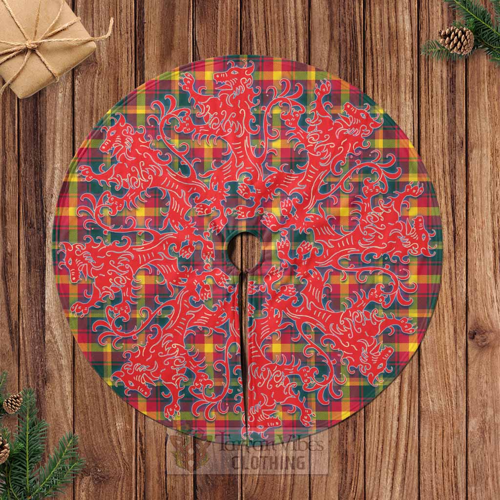 Tartan Vibes Clothing Maple Leaf Canada Tartan Christmas Tree Skirt Lion Rampant Style