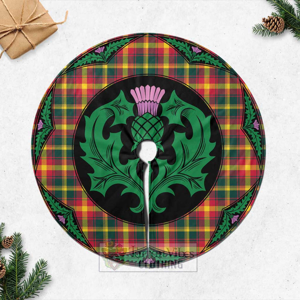 Tartan Vibes Clothing Maple Leaf Canada Tartan Christmas Tree Skirt Scottish Thistle Style