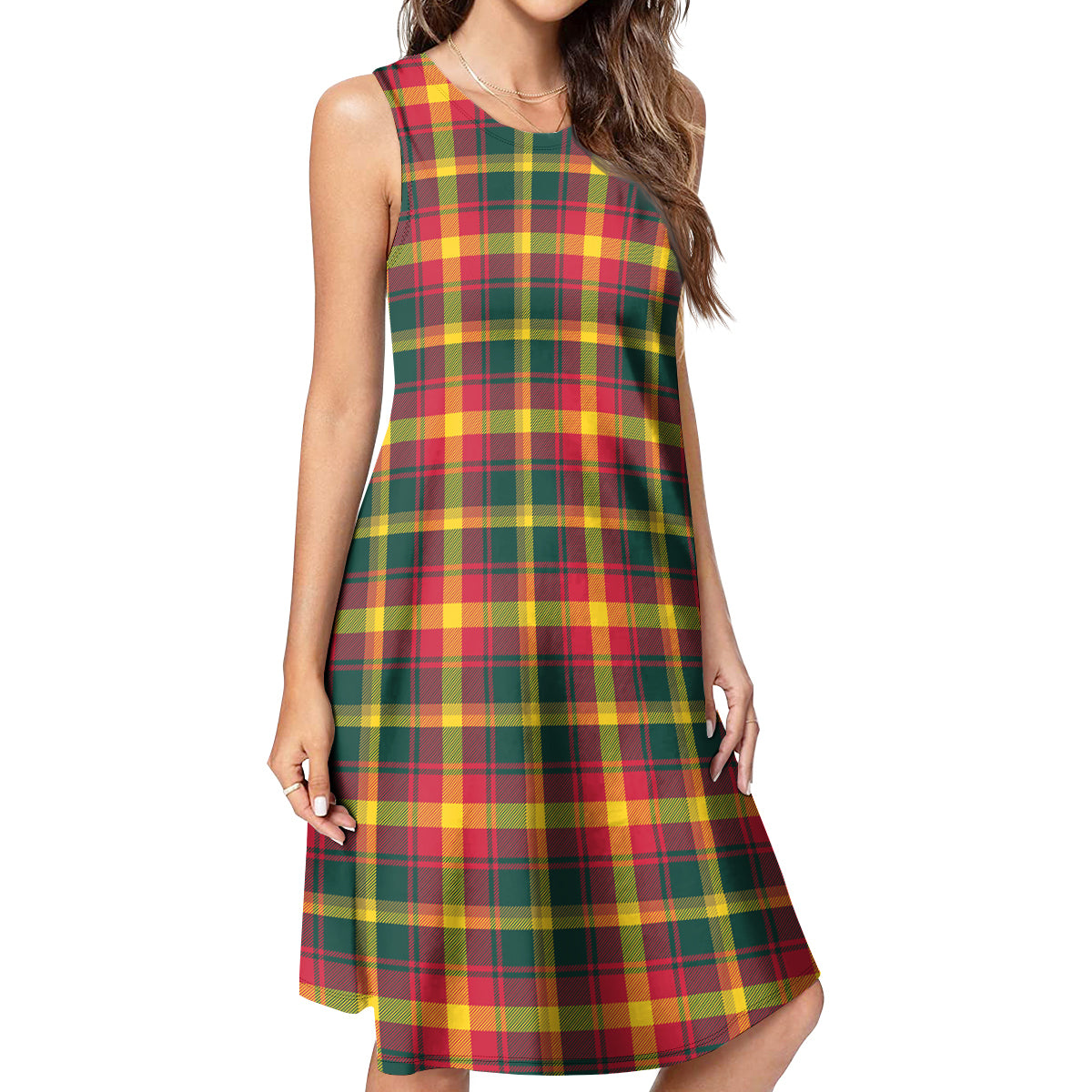 Maple Leaf Canada Tartan Womens Casual Dresses - Tartanvibesclothing