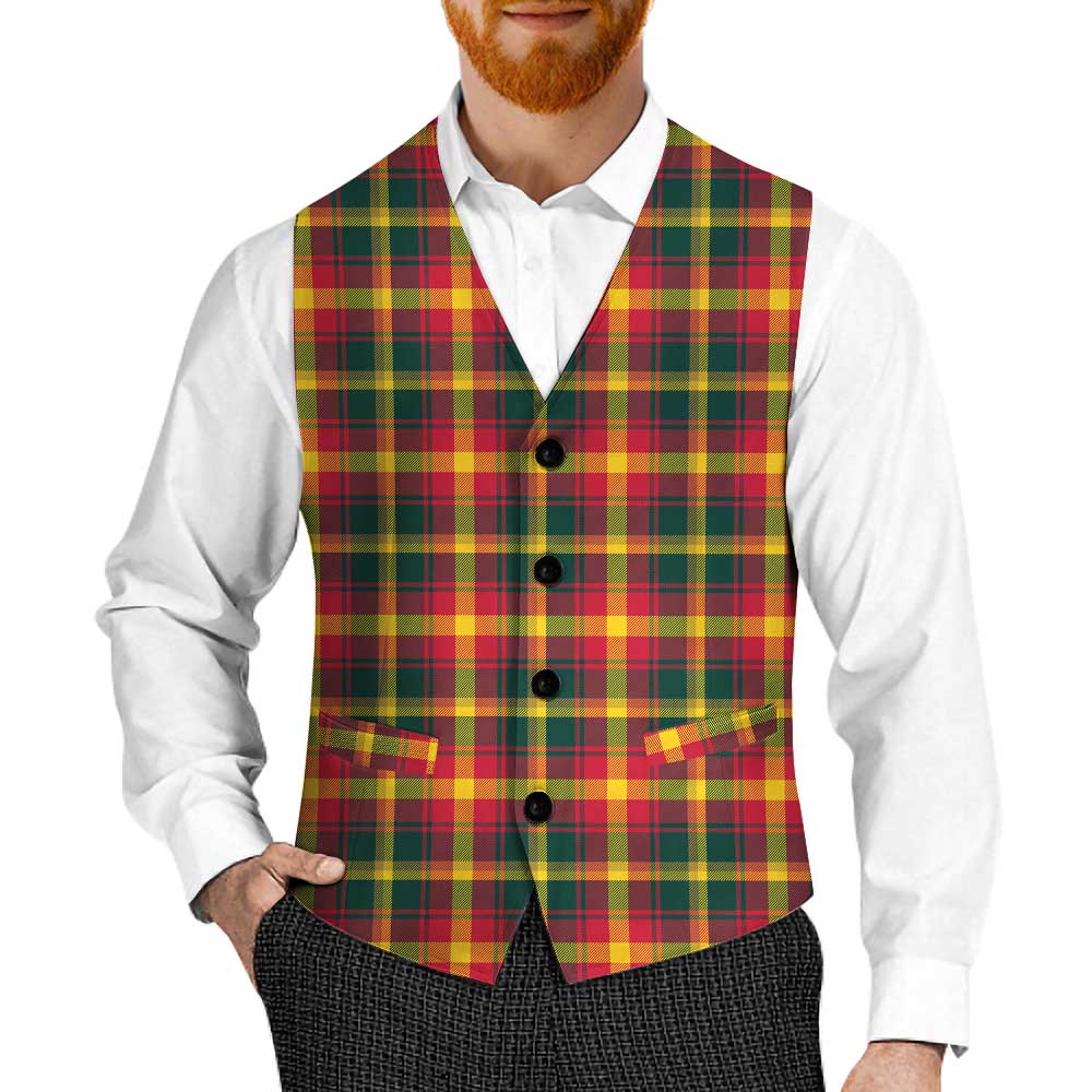 Tartan Vibes Clothing Maple Leaf Canada Tartan Men's Sleeveless Suit Vest