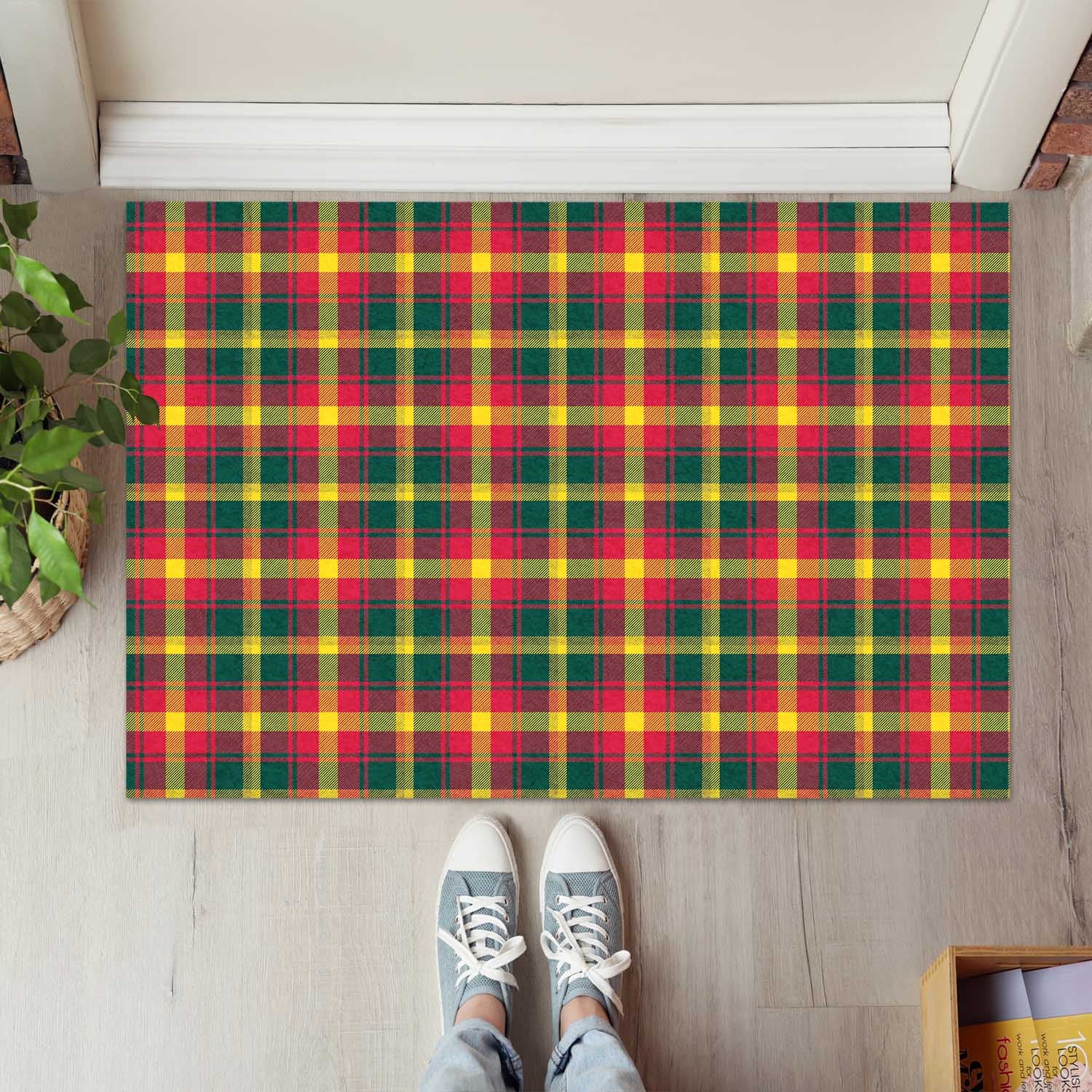 Maple Leaf Canada Tartan Door Mat - Tartanvibesclothing