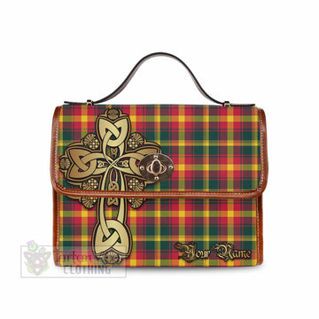 Maple Leaf Canada Tartan Waterproof Canvas Bag Golden Thistle Celtic Cross Style